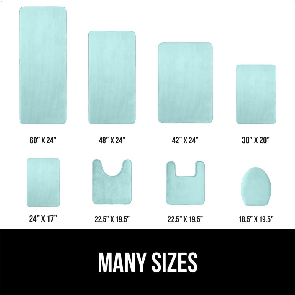 GORILLA GRIP Memory Foam Bath Mat, Soft Absorbent Velvet Bathroom Mats, Durable Dots on Underside, Machine Washable Bathmat, Carpet Rug Room Decor for Shower Tub Floor RV, 30x20 Rugs, Seablue