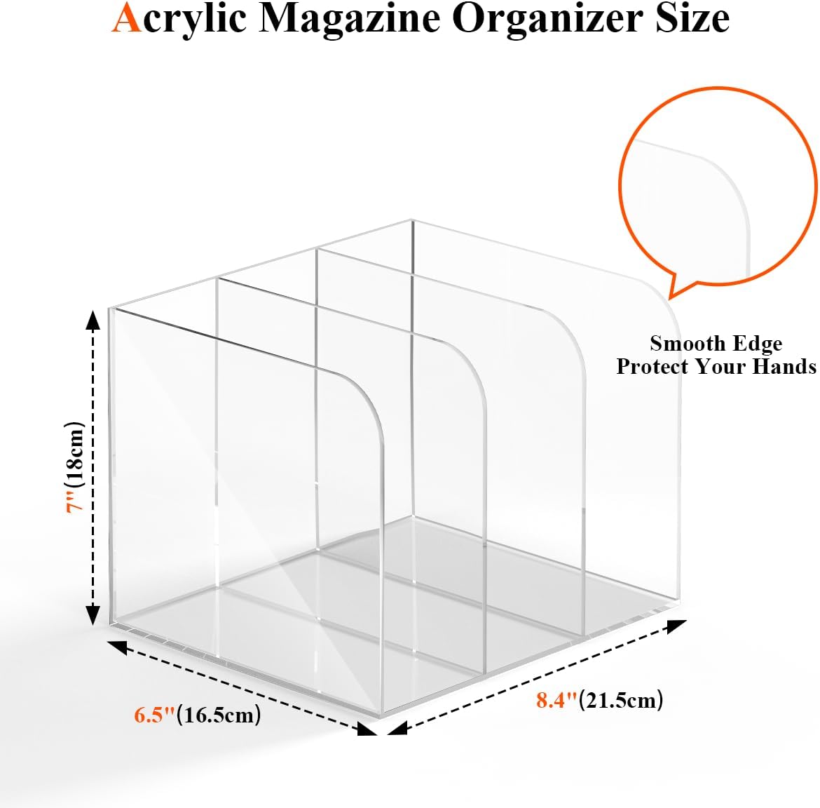 Acrylic Magazine Holder with 3 Vertical Compartments, Clear Desk Mail Organizer Magazine File Rack, Book Holder Paper Folder Binder Holders Office Organization for Desk Accessories
