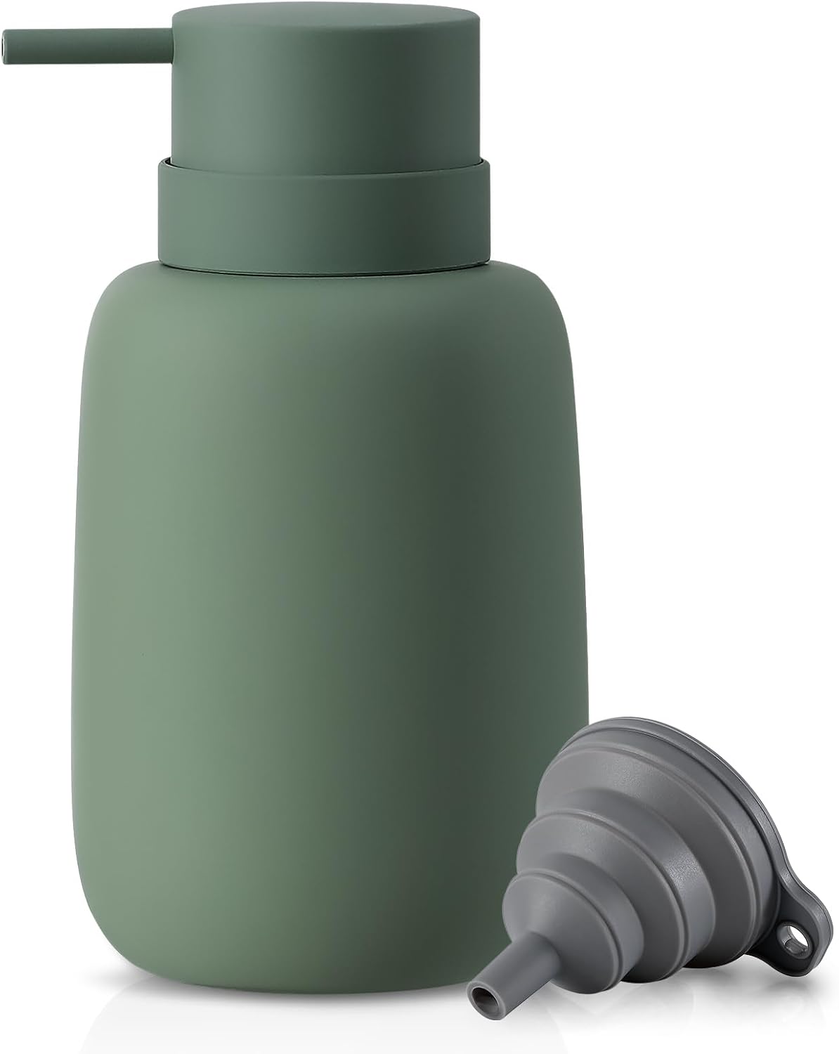 Green Soap Dispenser Bathroom,Ceramic Soap Dispenser Lotion Pump Dish Soap Dispenser for Kitchen,16oz Refillable Liquid Hand Wash Dispenser for Bathroom (Rubber Paint)