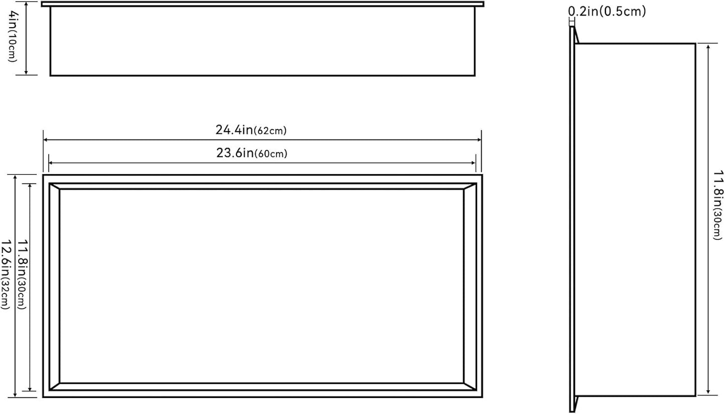 Achelous Stainless Steel Insert Shower Niche 24" X 12" NO Tile Needed, Bathroom Wall Recessed Shelf Organizer, Wall-inserted Shower Caddy, Matte White