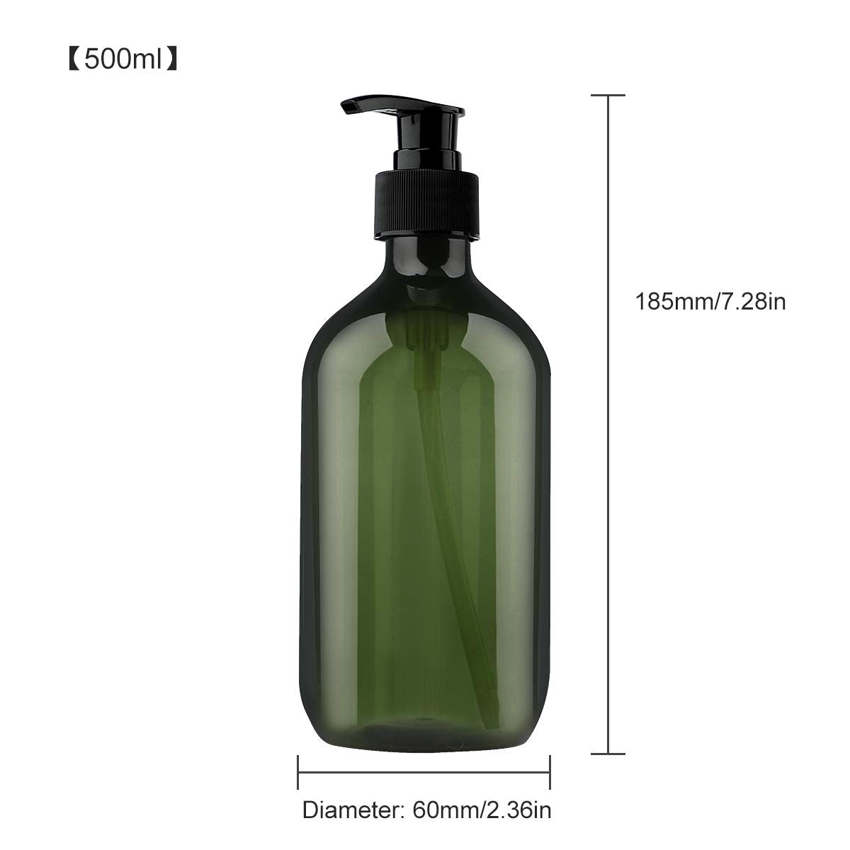 Yebeauty Pump Bottles, 17oz/500ml Liquid Soap Pump Bottles Dispenser Large Empty Plastic Refillable Containers- 2 Pack Green