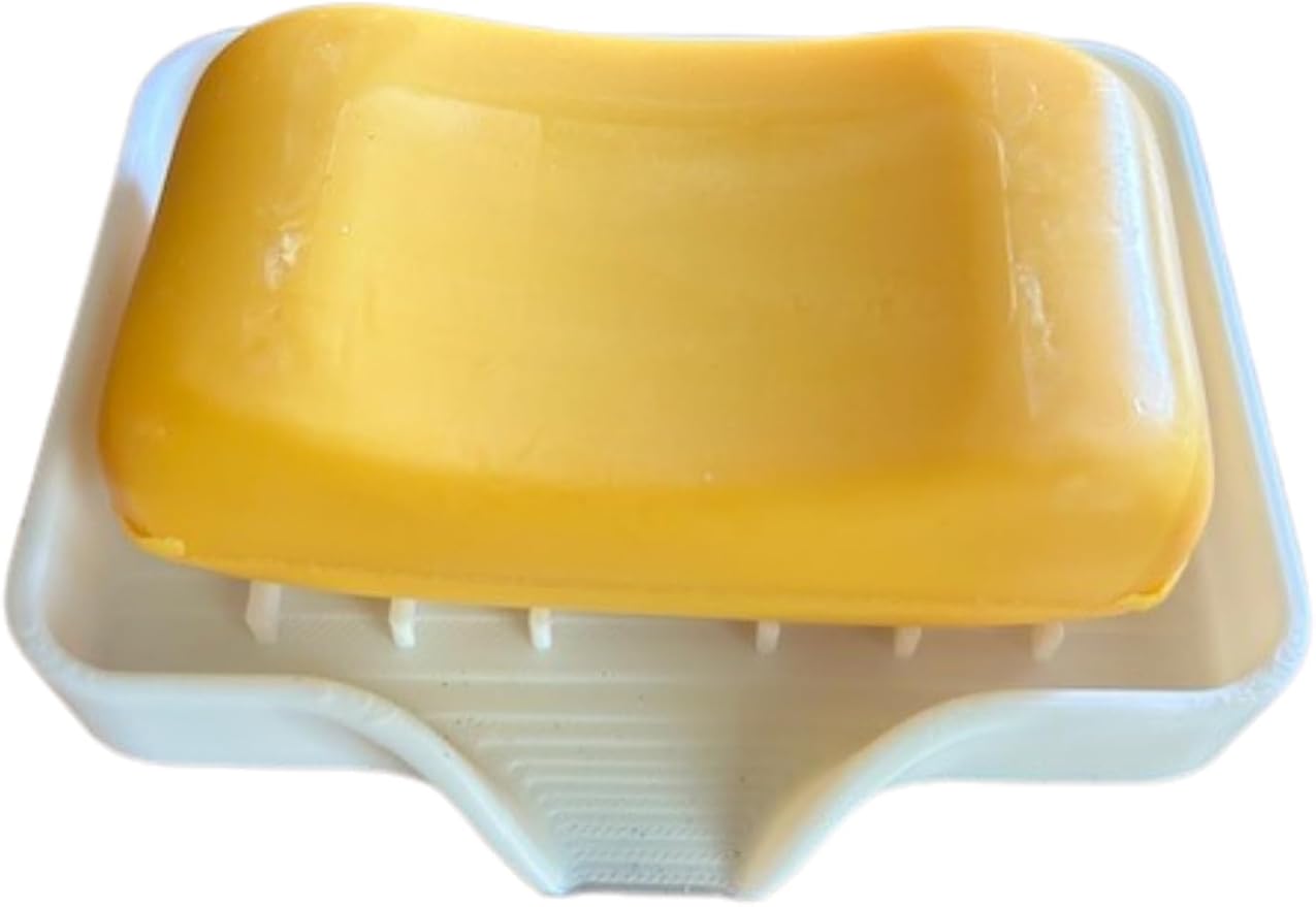 Plastic Soap Dish with Drainage Ridges, White, Water-Draining Design