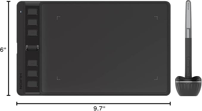 HUION Drawing Tablet Inspiroy 2 Small, Digital Art Tablet with Scroll Wheel, 6 Hotkeys, Battery-Free Stylus, Graphics Tablet for Drawing, Design, Writing, Work with PC, Mac & Android, Black