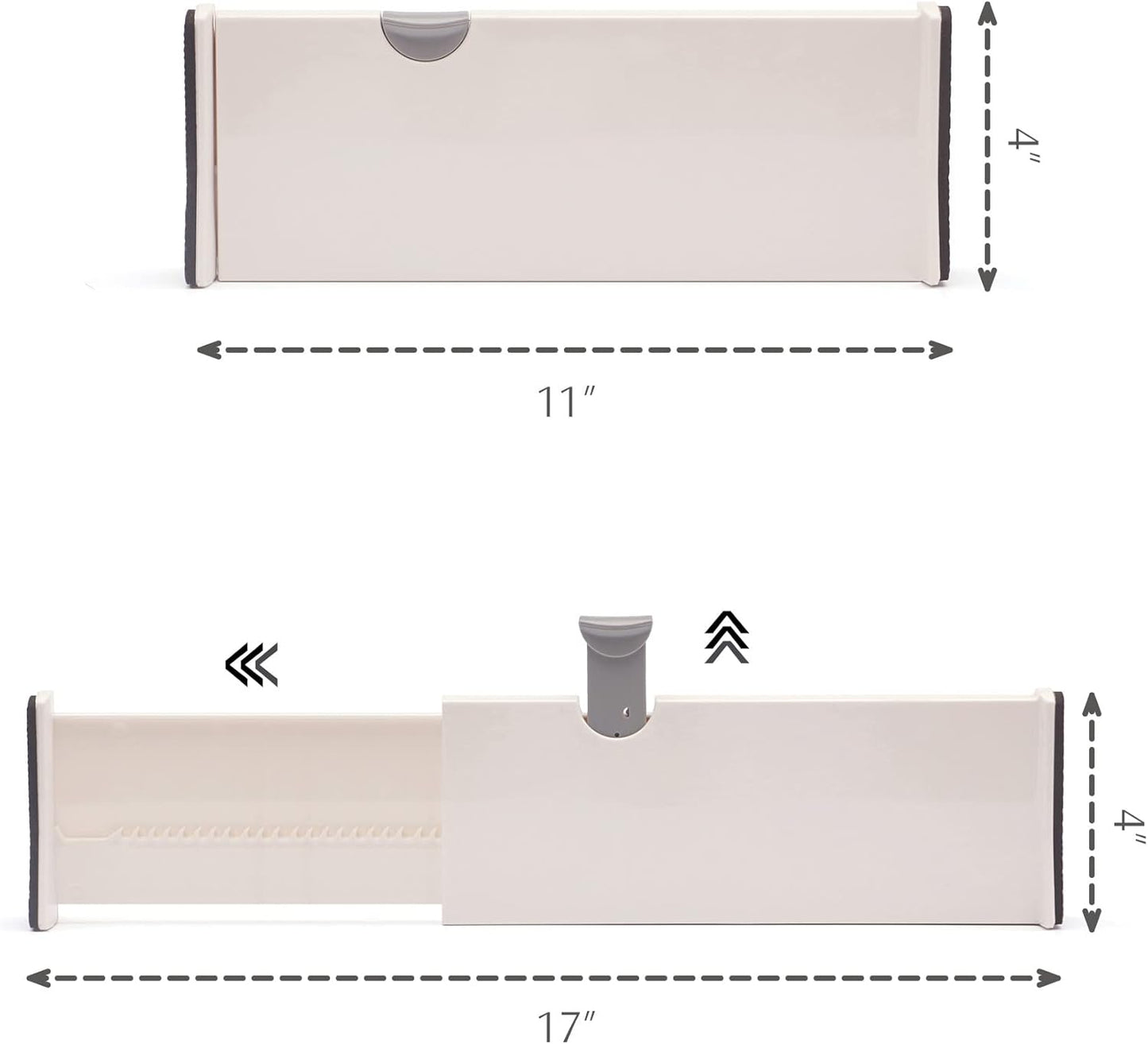 DIOMMELL 4 Pack Adjustable Dresser Drawer Dividers Organizers, Plastic Expandable Drawer Organization Separators for Kitchen, Bedroom, Closet, Bathroom and Office Drawers