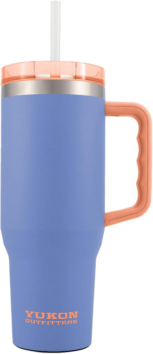 Yukon Outfitters Fit Forty 40oz Double Wall Vacuum Insulated Stainless Steel Tumbler with Reusable Straw & Ergonomic Handle | For Hot or Cold Beverage, Persian Jewel