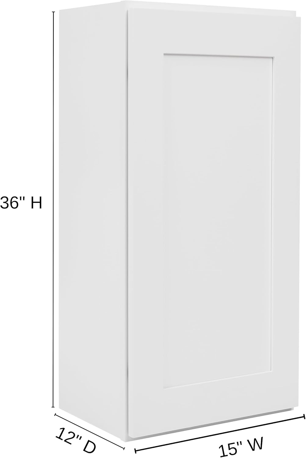 White Shaker Wall Cabinet - Ready to Assemble, Perfect for Kitchen, Laundry, and Bathroom Storage - 15" W x 36" H x 12" D