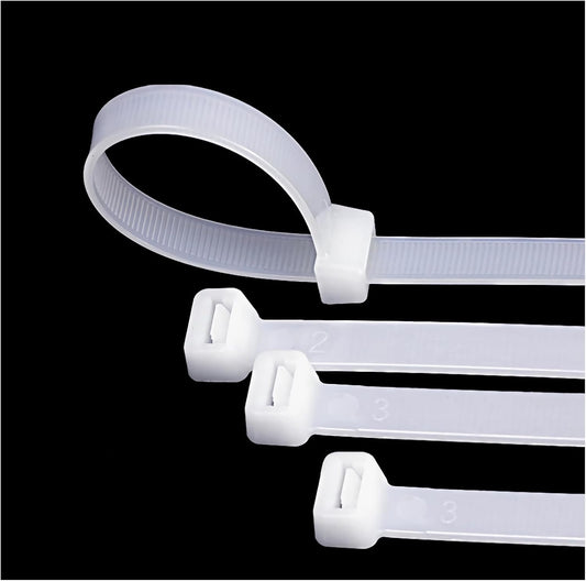 48 inch white heavy duty zip ties, UV-resistant, extra long nylon cable ties, 12 pieces, 200 lb tensile strength