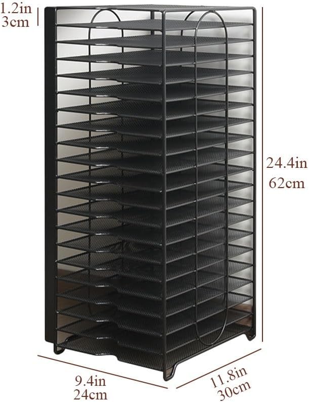 Metal File Stand, Under Desk Paper Organizer with 20 Shelves, Office Accessories and File Holder for Home Office or Study(Silver)