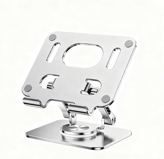 Saker 360° Rotating Laptop Stand, Aluminum Alloy Adjustable Height Ergonomic Computer Riser, Foldable Portable Desktop Stand with Cooling Design for 10-17 inch MacBook (Grey)