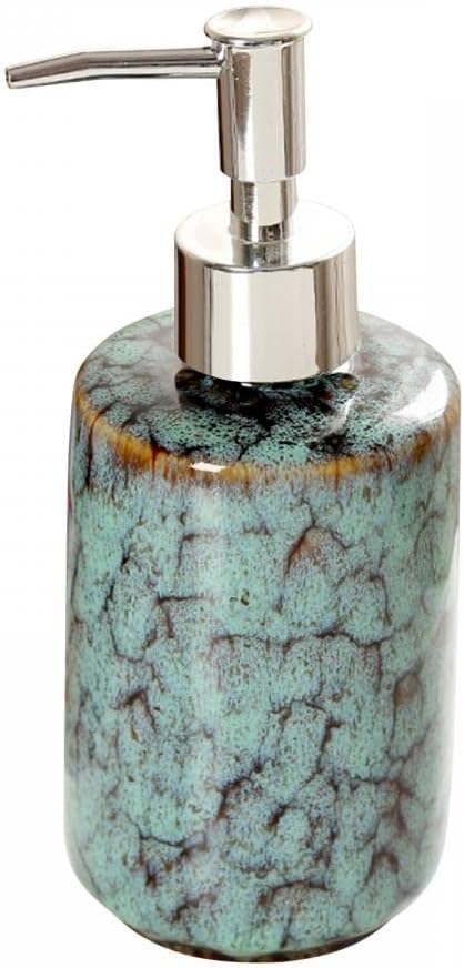 jessie Hand Soap Dispenser,Green Ceramic Liquid Hand Soap Dispenser with Pump,Modern Vintage Refillable Hand Lotion Pump Bottle for Bathroom Kitchen Set 11.8 oz (Green)