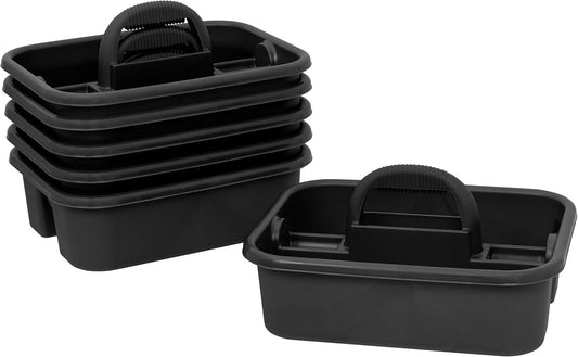 Akro-Mils 09185 Plastic Tote Tool & Supply Cleaning Caddy with Handle, 18-3/8-Inch x 13-7/8-Inch x 9-Inch, Black