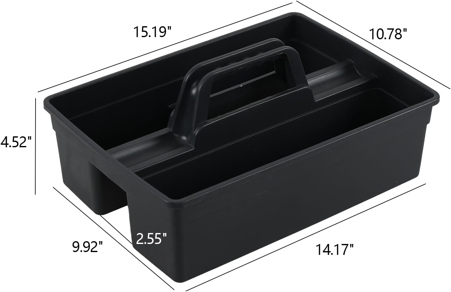 Vababa Plastic Caddy with Handle, Supply Cleaning Caddy with Handle, 4-Pack, Grey, 15.19" x 10.78" x 4.52"