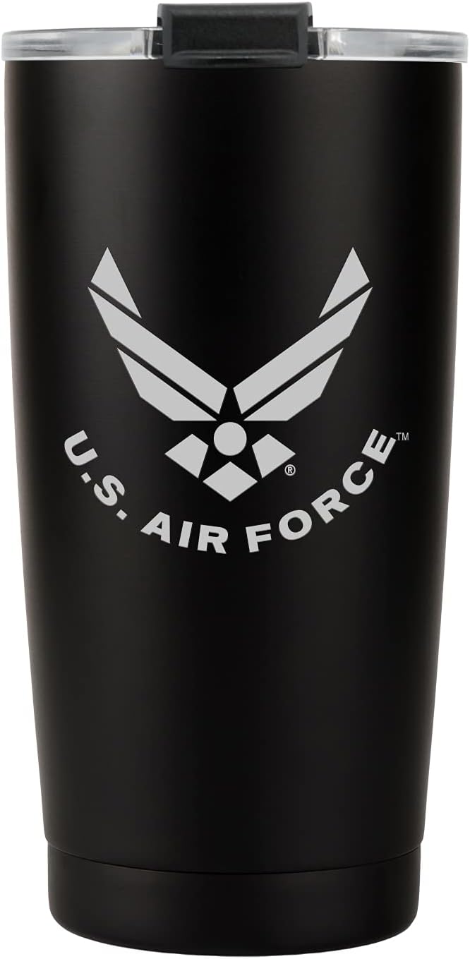 20oz Air Force Tumbler, Double-Walled Insulated Steel USAF Coffee Mug with Lid | Air Force Gifts | USAF 20oz Tumbler