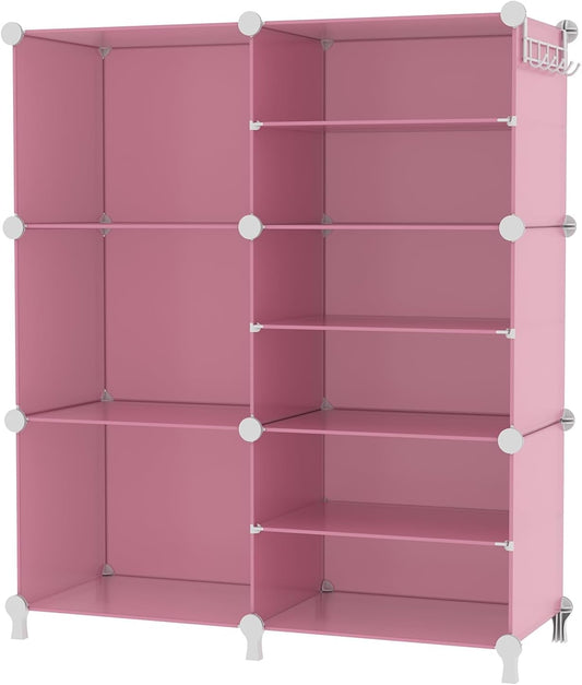 AWTATOS Closet Organizer 6 Cube Storage Shelves Portable Closet Clothes Organizers and Storage Stackable Cubby Shelving for Closet Bedroom Living Room Pink