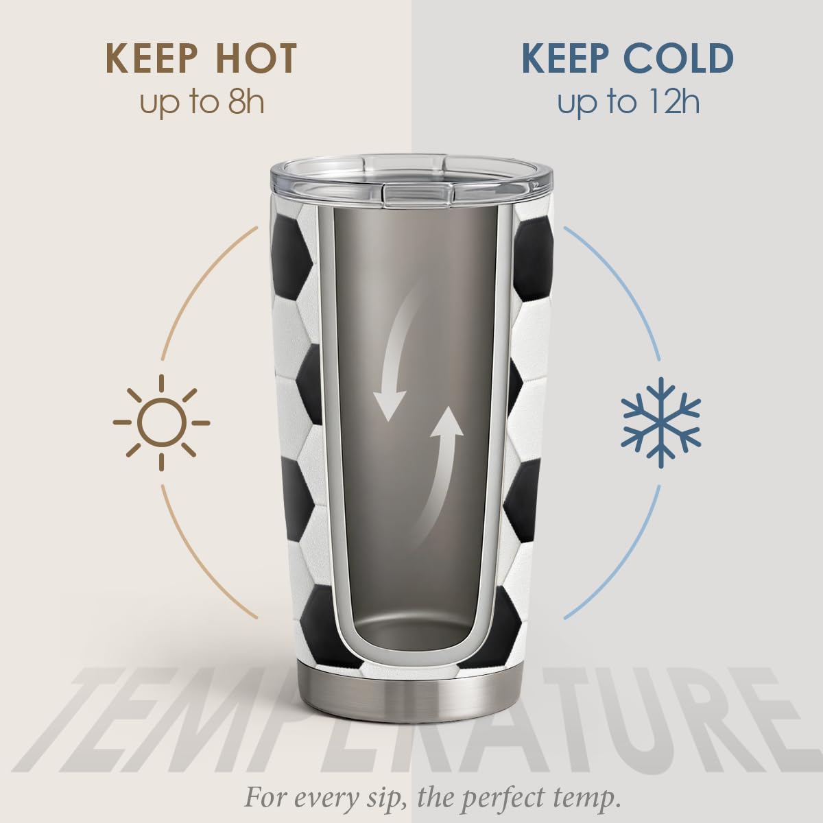 SANDJEST Soccer Tumbler 20oz Stainless Steel Insulated, Travel Coffee Cup, Sport Tumblers Gifts for Soccer Lovers, Men Women, Coach, Birthday, Christmas