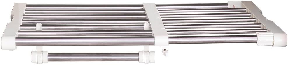 Hershii Closet Tension Shelf Expandable Telescopic Rod Heavy Duty Clothes Hanging Rail Adjustable DIY Storage Organizer Shoe Rack 7-Bar Extention for Garage Bathroom Kitchen Bedroom