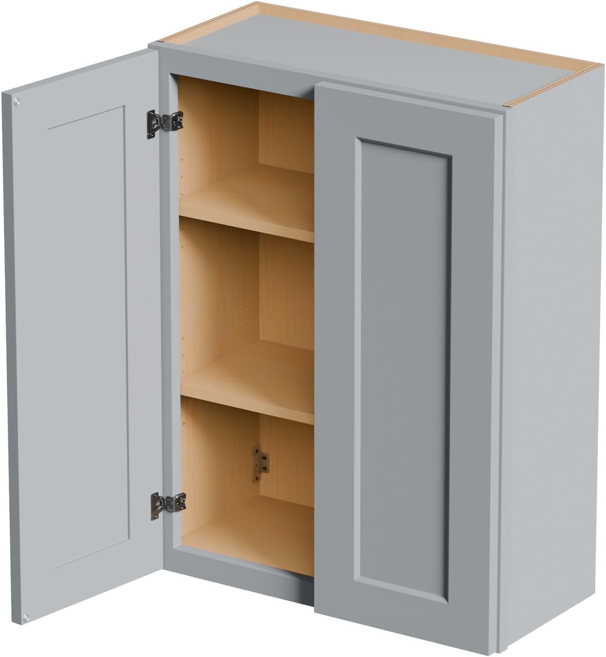 27 Inch Medicine Cabinet Wall Mounted, Solid Wood Over The Toilet Storage Cabinet, Bathroom Organizer Cabinets with 2 Door & Shelves, Easy to Assemble for Laundry Room, Kitchen, Garage - Dark Gray