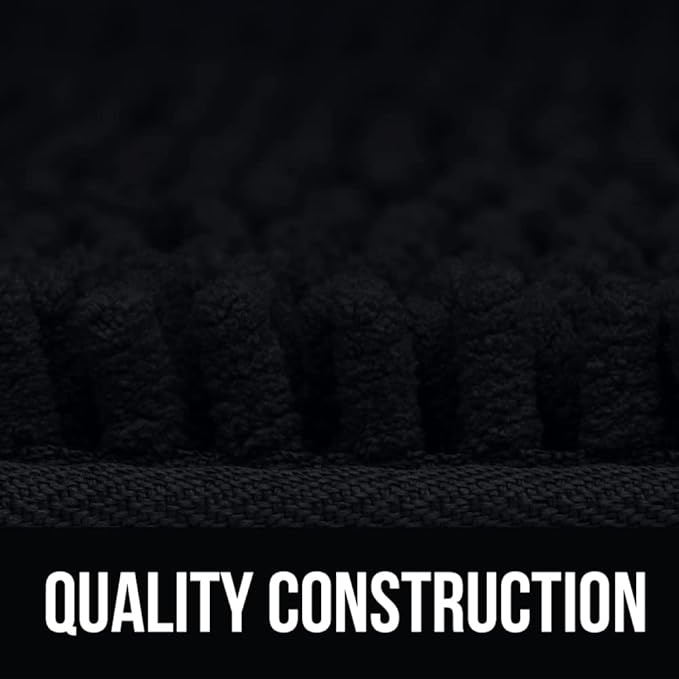 KANGAROO Bathroom Rugs, Chenille Soft Absorbent Bath Rug, Shaggy Shower Mat, Quick Dry Machine Wash Bathmat, Plush Carpet Mats for Tub, Bathtub and Room Home Decor Accessories, 30x20, Black