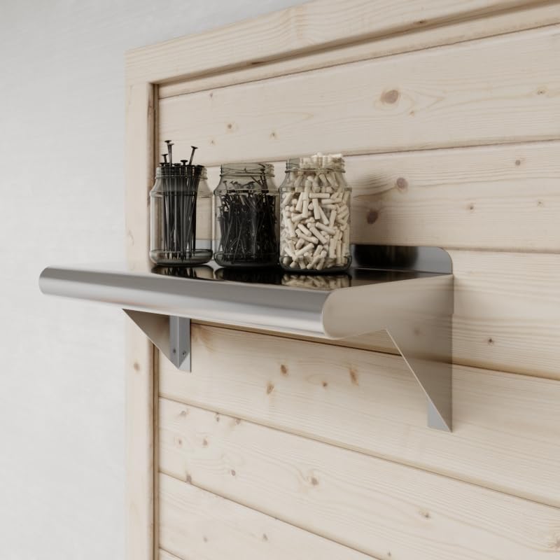 AmGood 16" Long X 8" Deep Stainless Steel Wall Shelf | NSF Certified | Appliance & Equipment Metal Shelving | Kitchen, Restaurant, Garage, Laundry, Utility Room