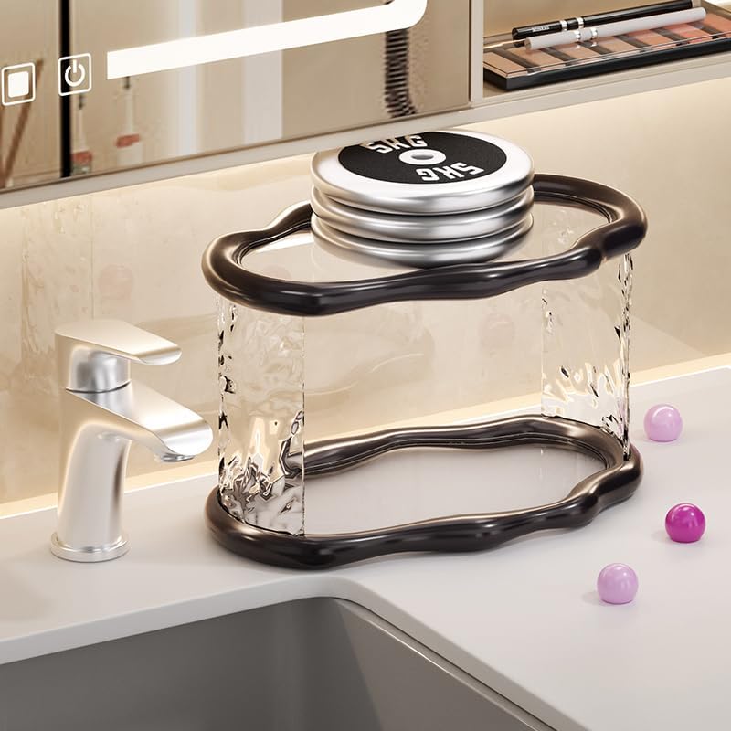 Bathroom Countertop Organizer, 2 Tier Bathroom Organizer and Storage, Acrylic Vanity Organizer Standing Holder Shelf, Perfume Makeup Skincare Cosmetic Desk Organizer for Bedroom Dressing Table, Black