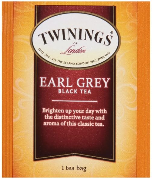 Twinings Earl Grey Black Tea Individually Wrapped Bags, 20 Count (Pack of 6), Flavoured with Citrus and Bergamot, Caffeinated, Enjoy Hot or Iced, 120 Teabags
