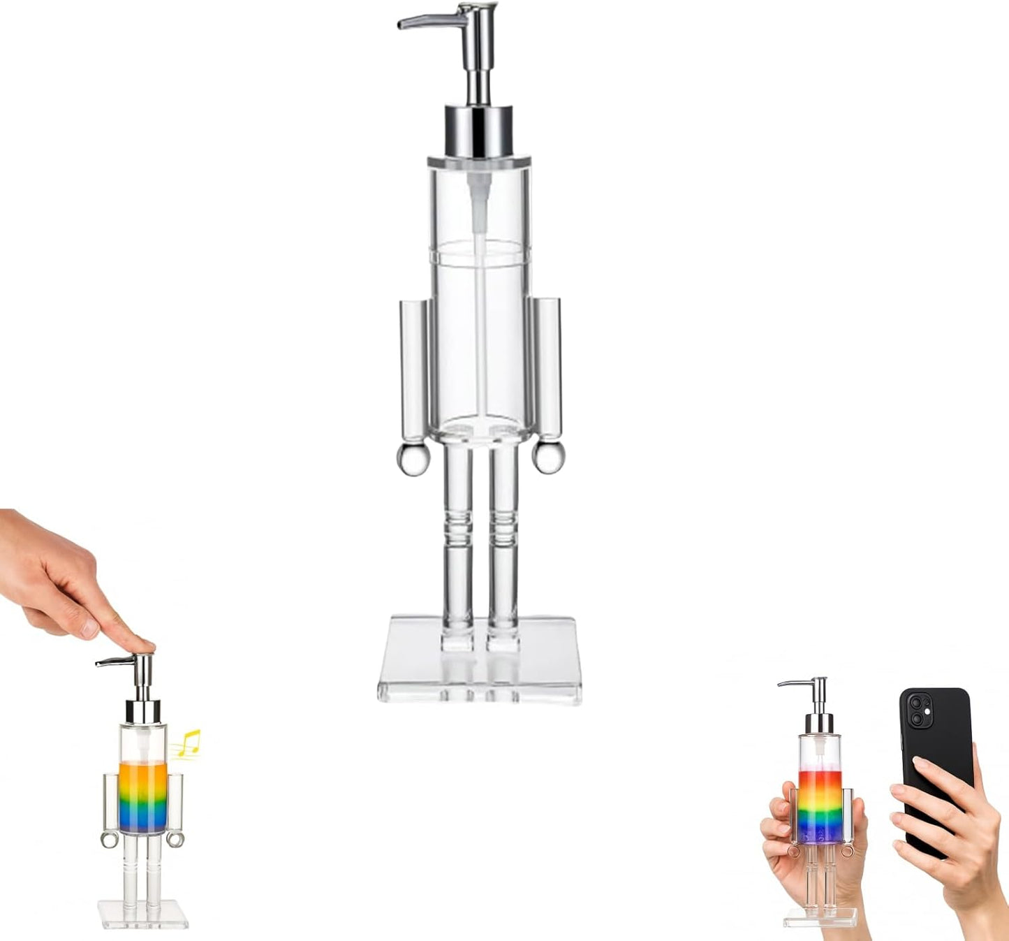 Nutcracker Soap Dispenser, 11.8" Acrylic Clear Nutcracker Soap Dispenser – Refillable Hand Pump Bottle for Bathroom, Kitchen & Countertop Decor, Perfect for Christmas Holiday (1pc)