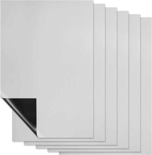 PATIKIL Magnetic Dry Erase Board Sheet for Fridge, 6 Pcs 12 x 8 Inch Erasable Refrigerator Whiteboard for Kitchen for Home Kitchen Organizer Planner Office Storage, Silver (0.6mm)