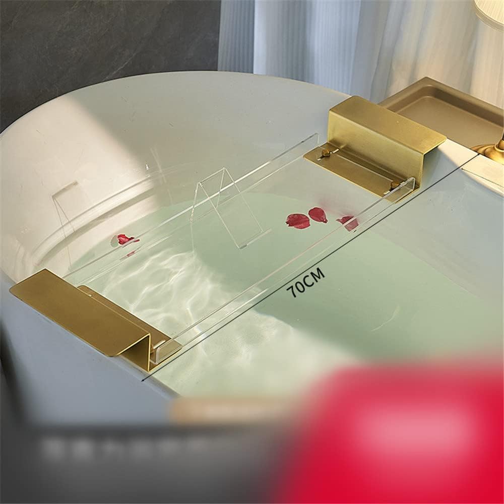 WANLIAN 33 Inch Luxury Bathtub Caddy Tray - Shelf for Shower Storage, Organizer for Bathtub, Clear-B