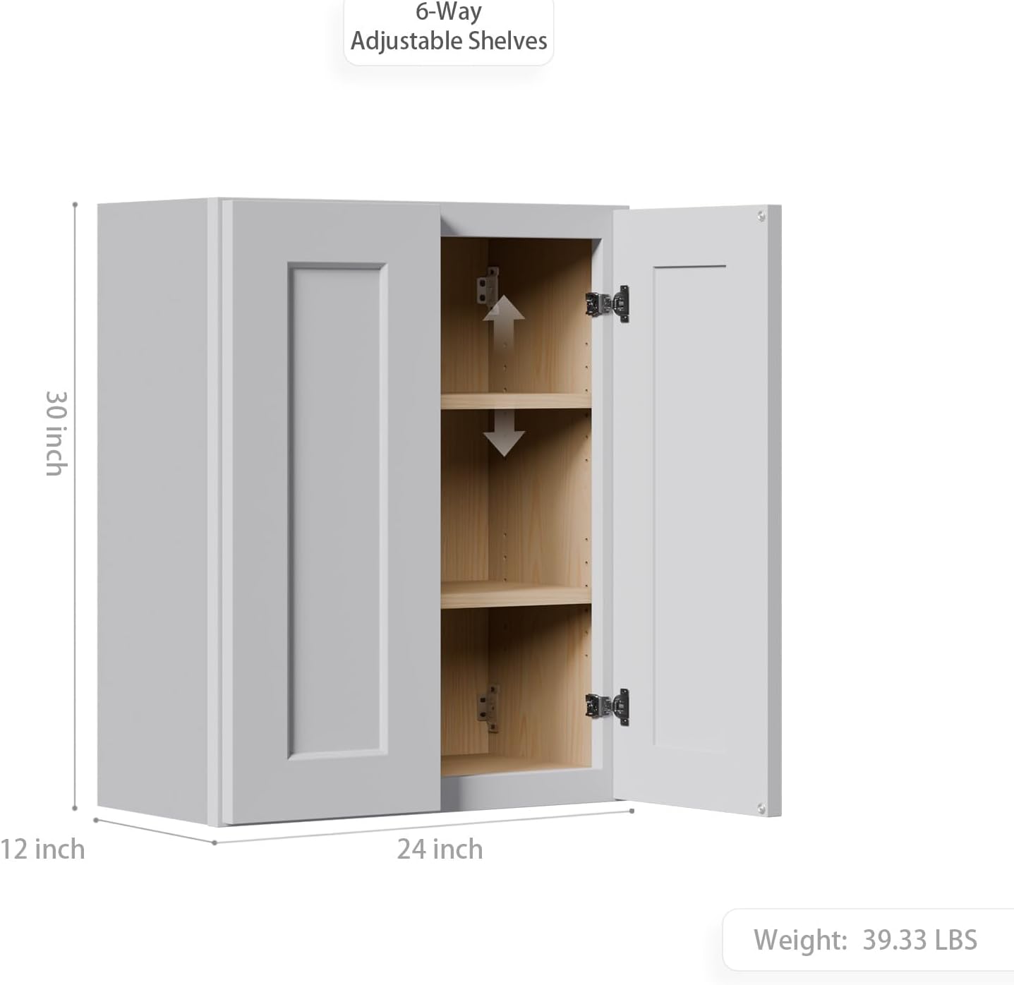 24 Inch Medicine Cabinet Wall Mounted, Solid Wood Over The Toilet Storage Cabinet, Bathroom Organizer Cabinets with 2 Door & Shelves, Easy to Assemble for Laundry Room, Kitchen, Garage - Dark Gray