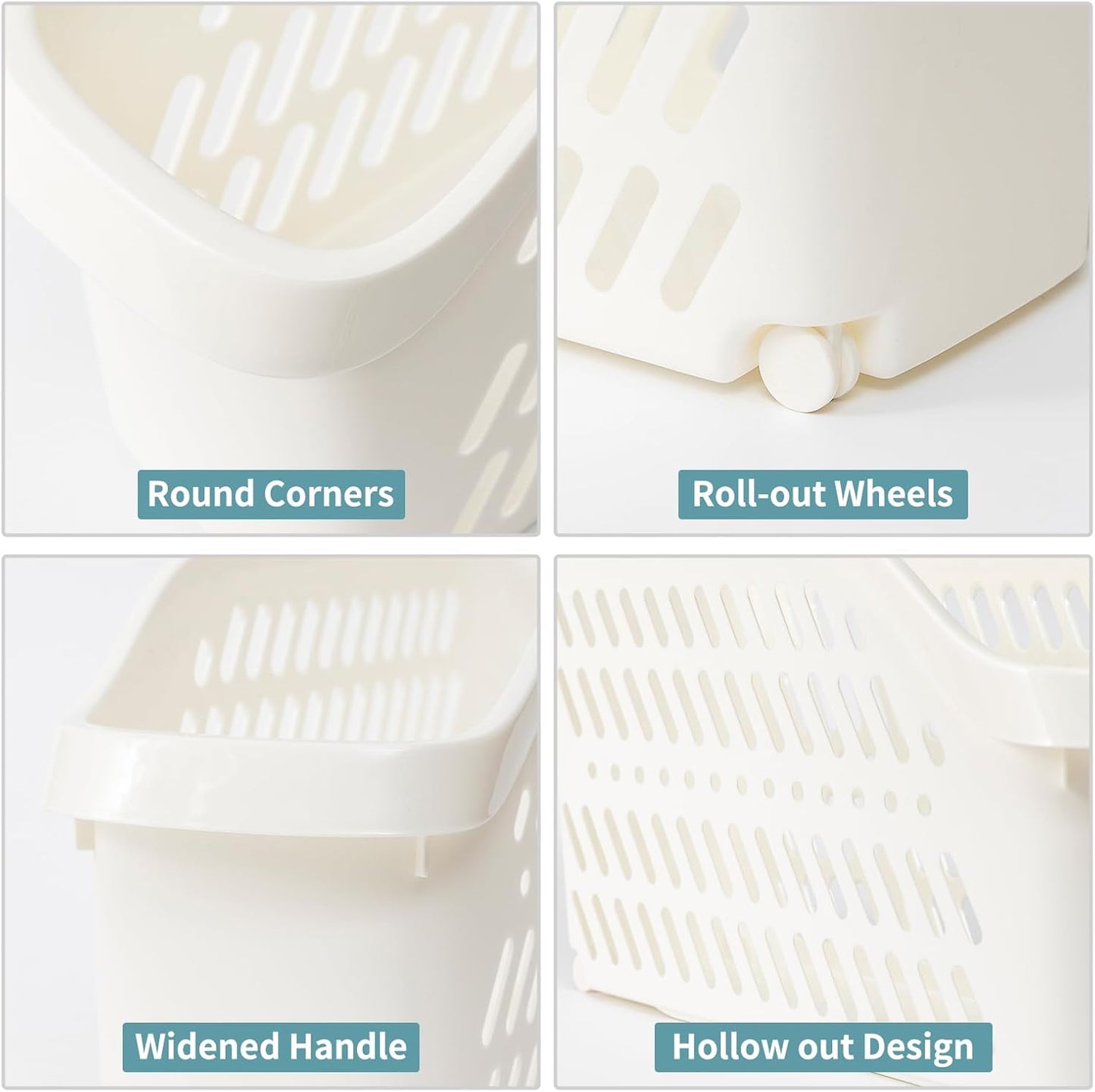 3 Pack Under Sink Organizer with Wheels Pull Out Kitchen Bathroom Cabinet Organizers and Storage Multi-purpose Plastic Organizer Baskets for Cleaning Supplies, Bottles