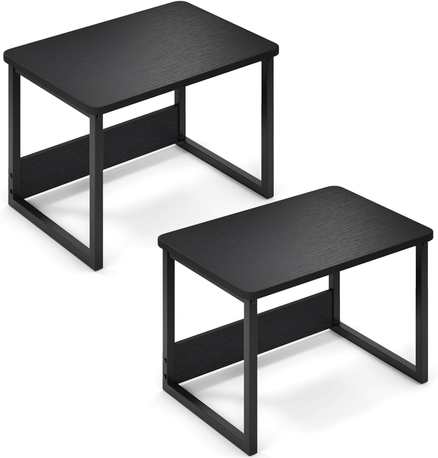 MARTY Desktop Printer Stand 2 Pack Printer Stand with Storage for Desk, Shelf Organzier for Home/Office Printer Riser Under Desk Small Table for Fax Machine Scanner(Black)