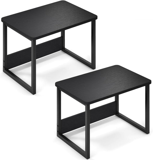 MARTY Desktop Printer Stand 2 Pack Printer Stand with Storage for Desk, Shelf Organzier for Home/Office Printer Riser Under Desk Small Table for Fax Machine Scanner(Black)