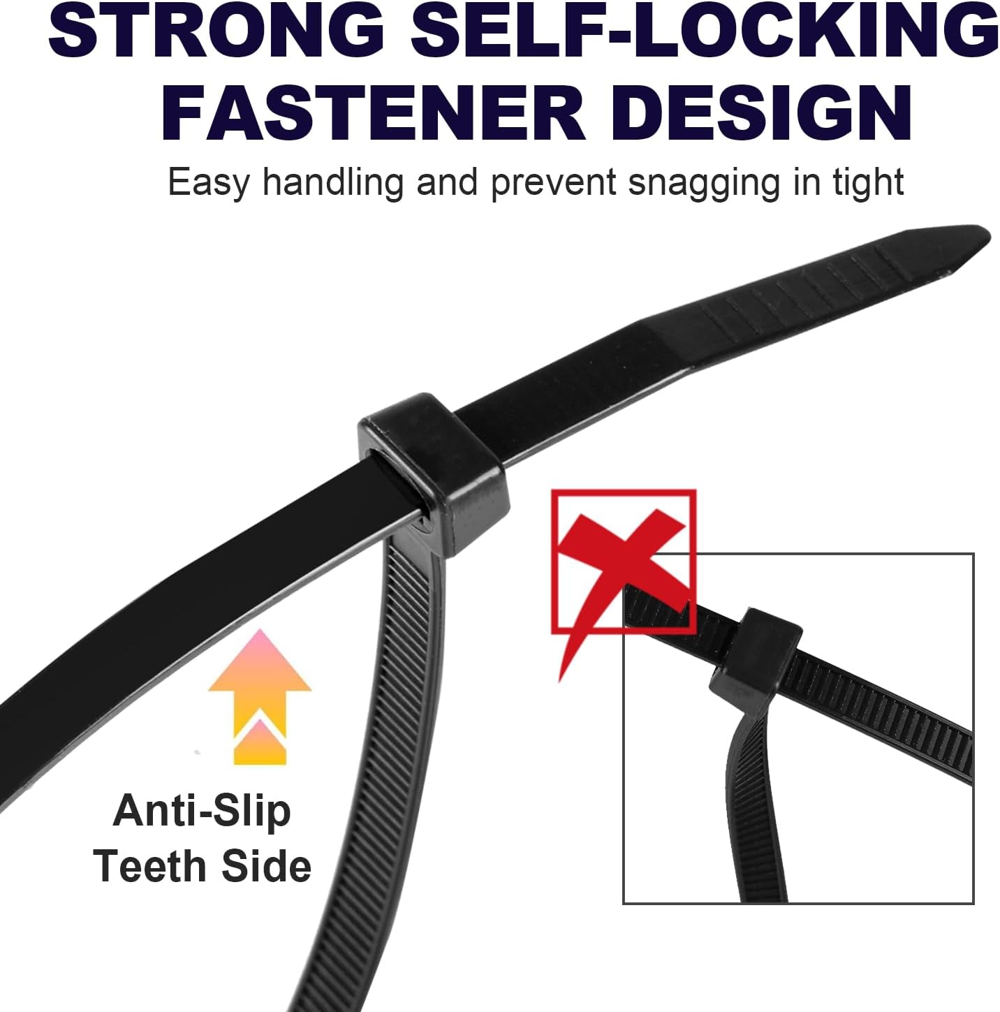 Zip Ties, RAZCC 1200pcs Black Cable Zip Ties 16 Inch, Heavy Duty Plastic Wire Ties with 50lb Tensile Strength, Self-Locking Black Nylon Tie Wraps for Indoor and Outdoor