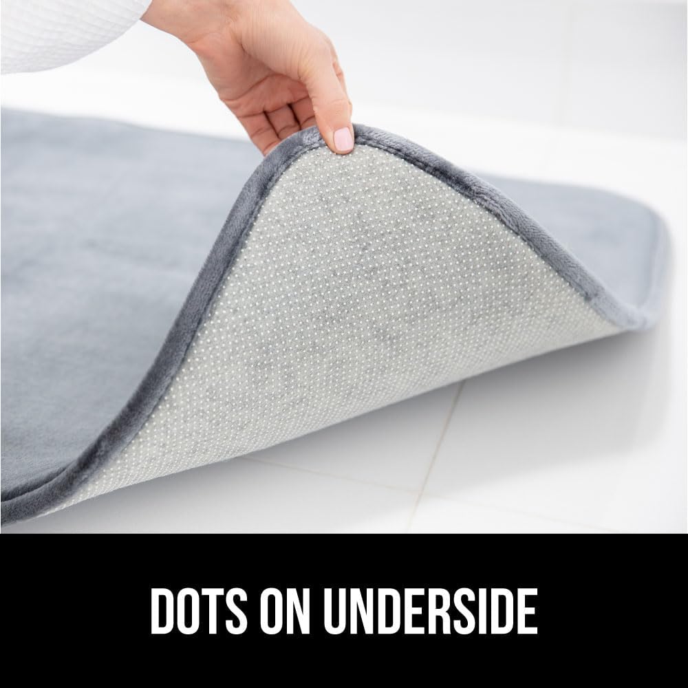 GORILLA GRIP Thick Memory Foam Toilet Rug for Bathroom, Square Shaped Washable, Soft Absorbent Velvet Topside Floor Mats, Machine Wash, Cushioned Luxury Rugs for Bath Room, 22.5x19.5, Graphite Gray