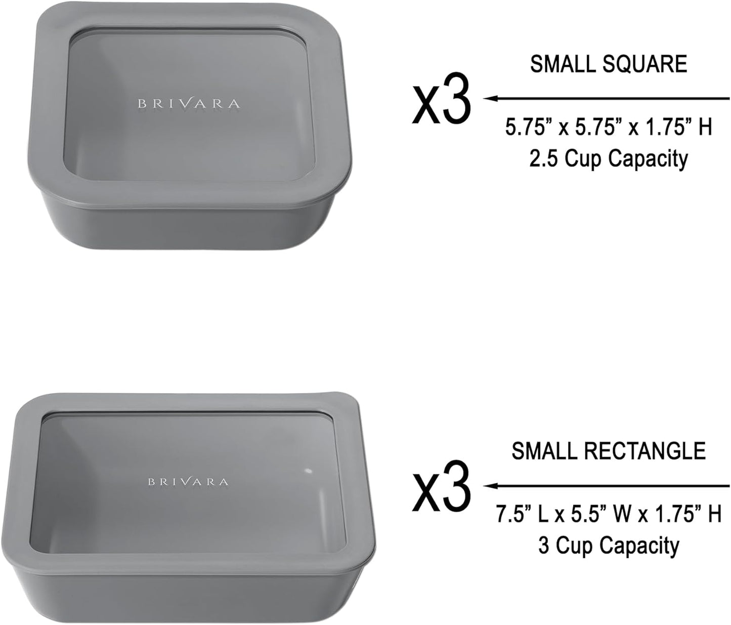 Ceramic Coated Glass Food Storage Container | No PTFE, PFOA, PFAS, and BPA | Reusable Non Toxic Meal Prep Container with Glass Lid | Easy To Store | 6 Piece Food Prep [Smoke]