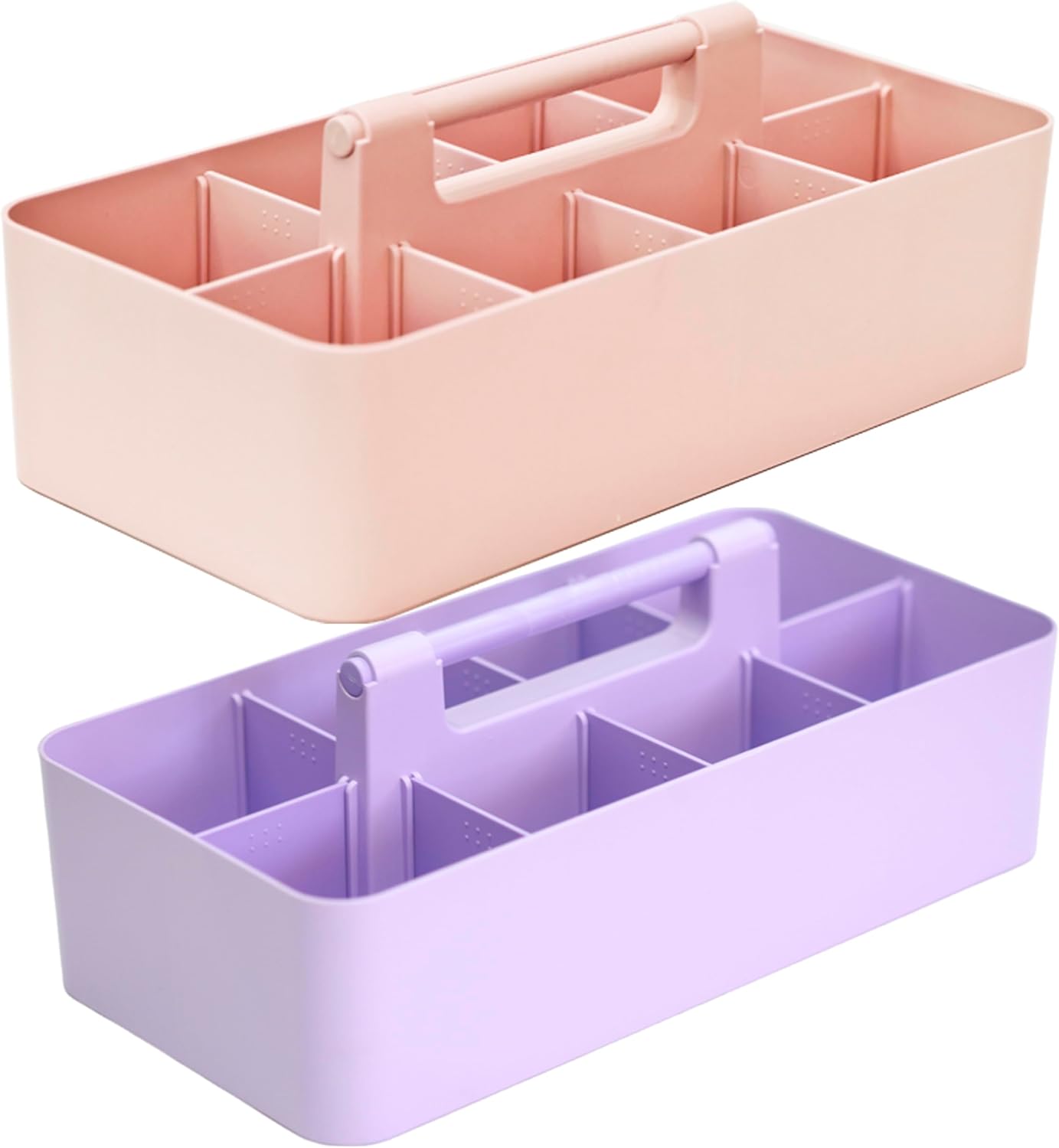 Portable Caddy - Stackable Plastic Organizer with Handle | Desk, Makeup, Dorm, Classroom Art Organizer (Made In Usa) (Indie Pink/Lavender)