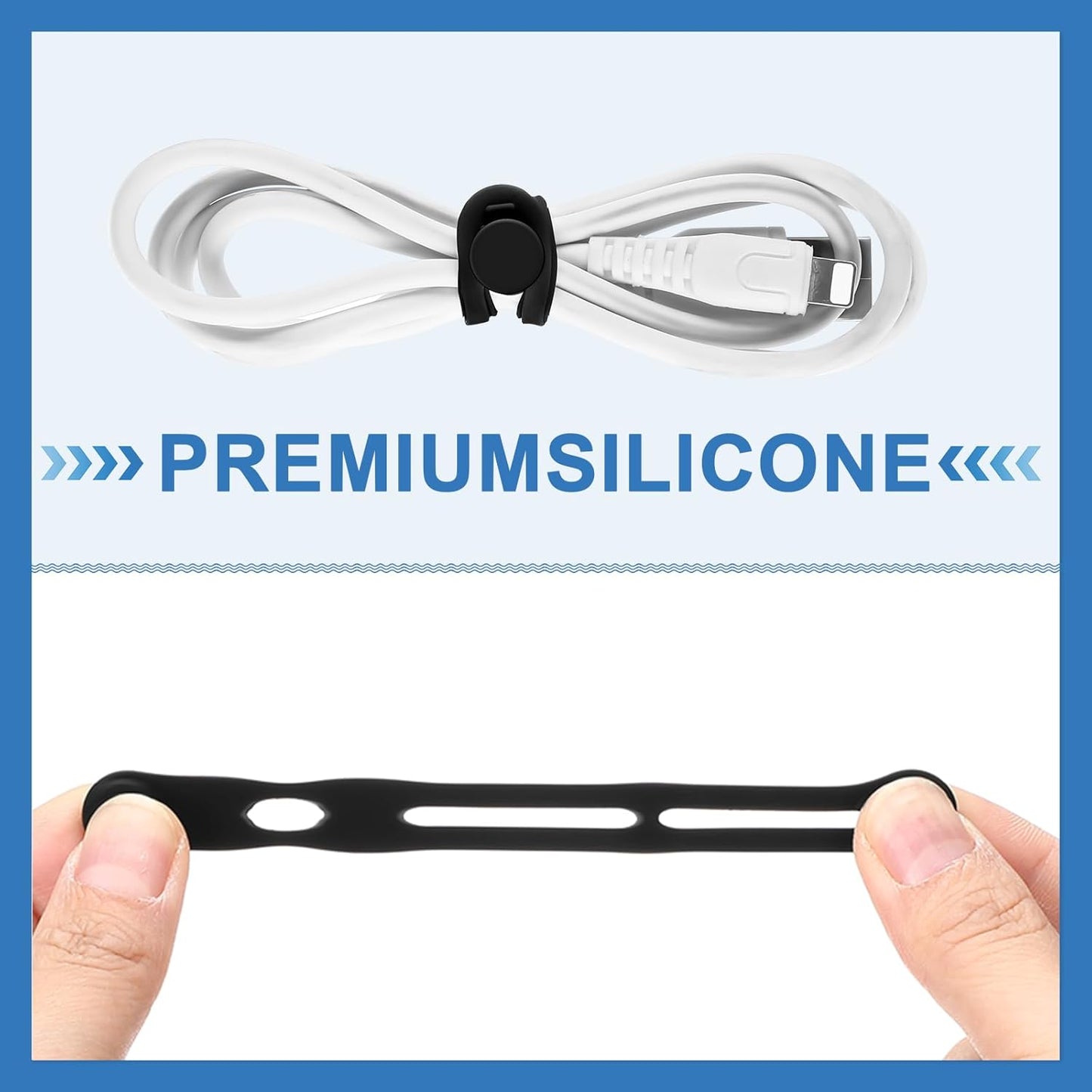 42 Pcs Silicone Cable Ties Reusable Cord Straps Multipurpose Elastic Cable Organizer for Bundling Fastening Earphone Phone Charger Home Office School(Black,3.15 Inch)