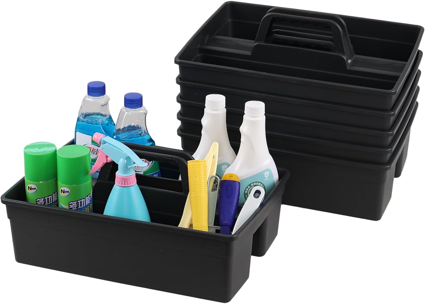 6 Packs Cleaning Storage Caddy with Handle, Plastic Cleaning Supplies Caddy Shower Caddy