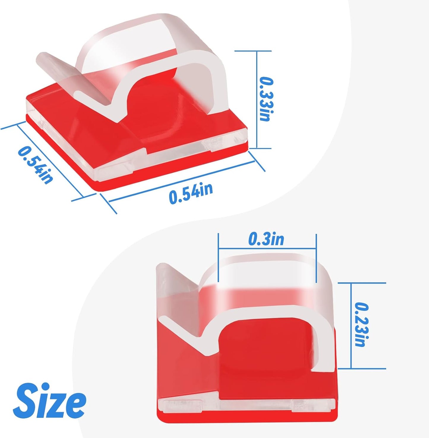 80 PCS Adhesive Cable Clips Christmas Clear Light Strip Mounting Clips Led Light Wire Holder Cable Clamp Organizer for Desk Outdoor Wall Cable