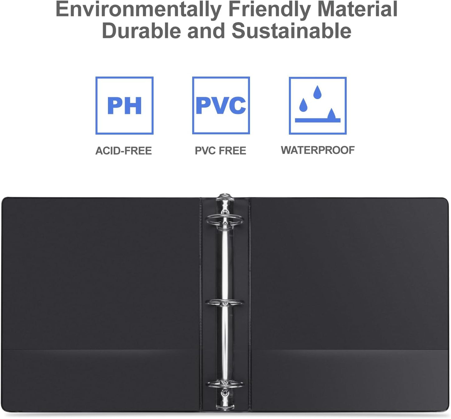 3 Ring Binder 2 Inch, ViVin Sturdy 2"-Round Ring Binder with 2 Interior Pockets, Clear View Cover, PVC-Free, Fits 400 Sheets of 8.5'' x 11'' Paper, Office Home School (6 Pack, Black)