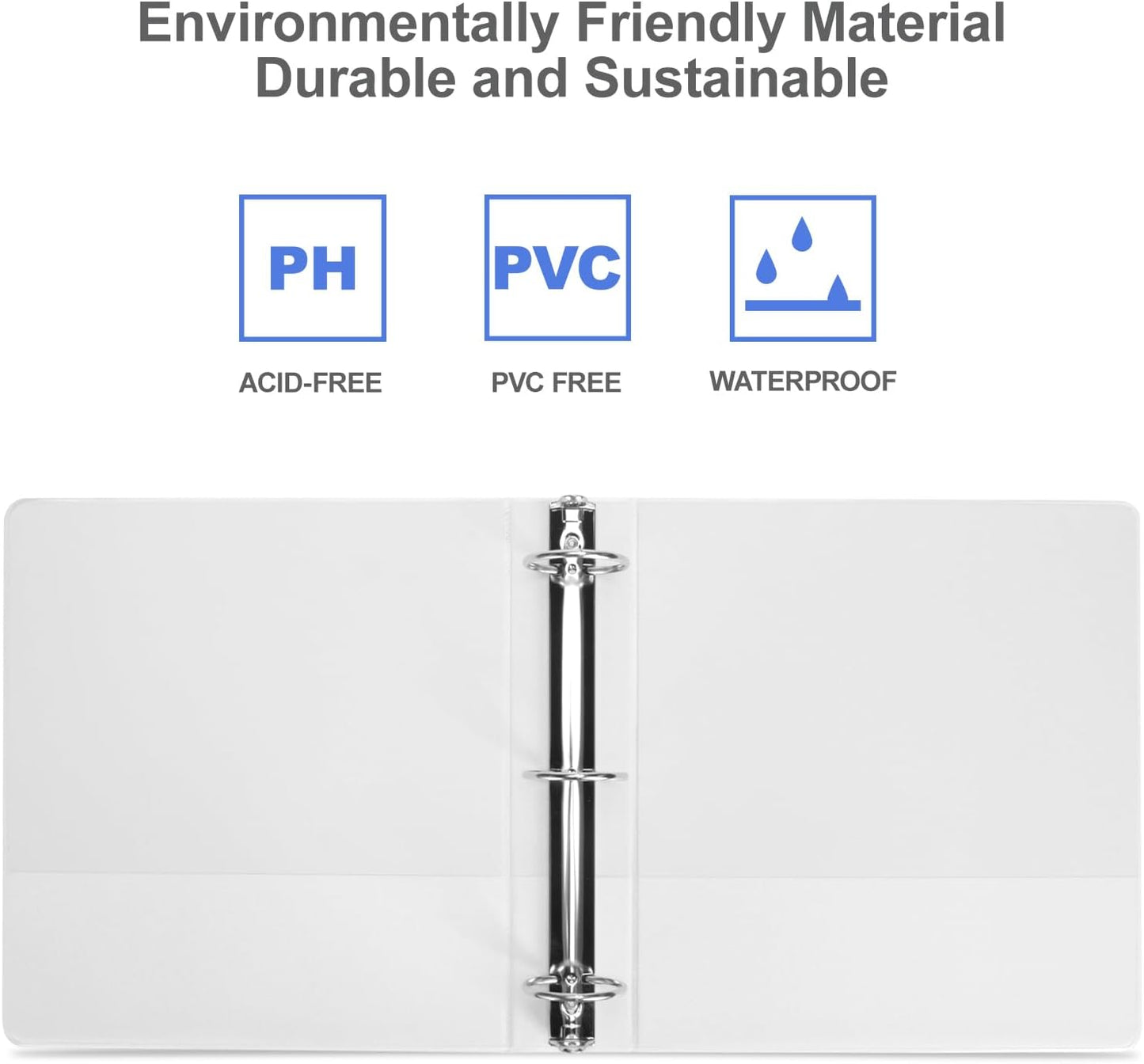 3 Ring Binder 2 Inch, ViVin Sturdy 2"-Round Ring Binder with 2 Interior Pockets, Clear View Cover, PVC-Free, Fits 400 Sheets of 8.5'' x 11'' Paper, Office Home School (6 Pack, White)