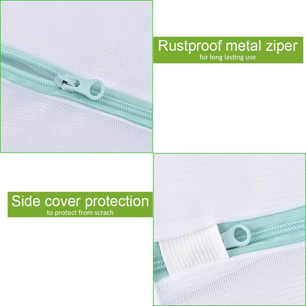 OTraki Extra Large Mesh Laundry Bags 2 Pack Laundry Wash Bag 43x35 inch Blanket Washing Bag Heavy Duty Zipper Net Bag Machine Washable for Bedding/Coat/Sweater, White