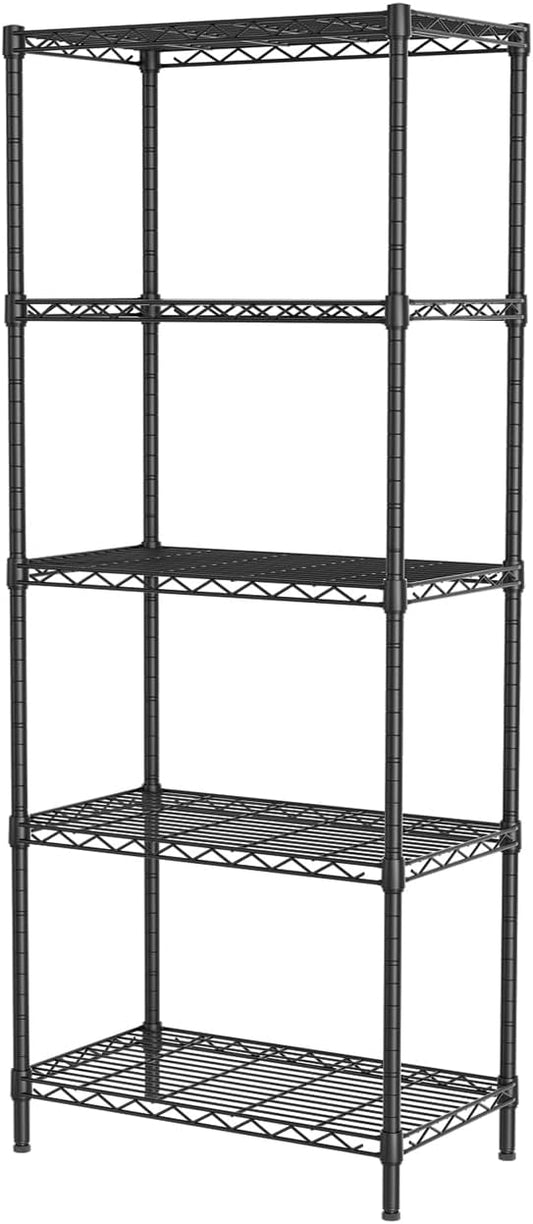 SINGAYE Shelf Wire Shelving Adjustable Storage Shelves Rack Standing Units for Kitchen Closet Laundry Bathroom Organizers Metal Pantry Narrow Mesh Gaps 12" D x 22" W x 59" H Black