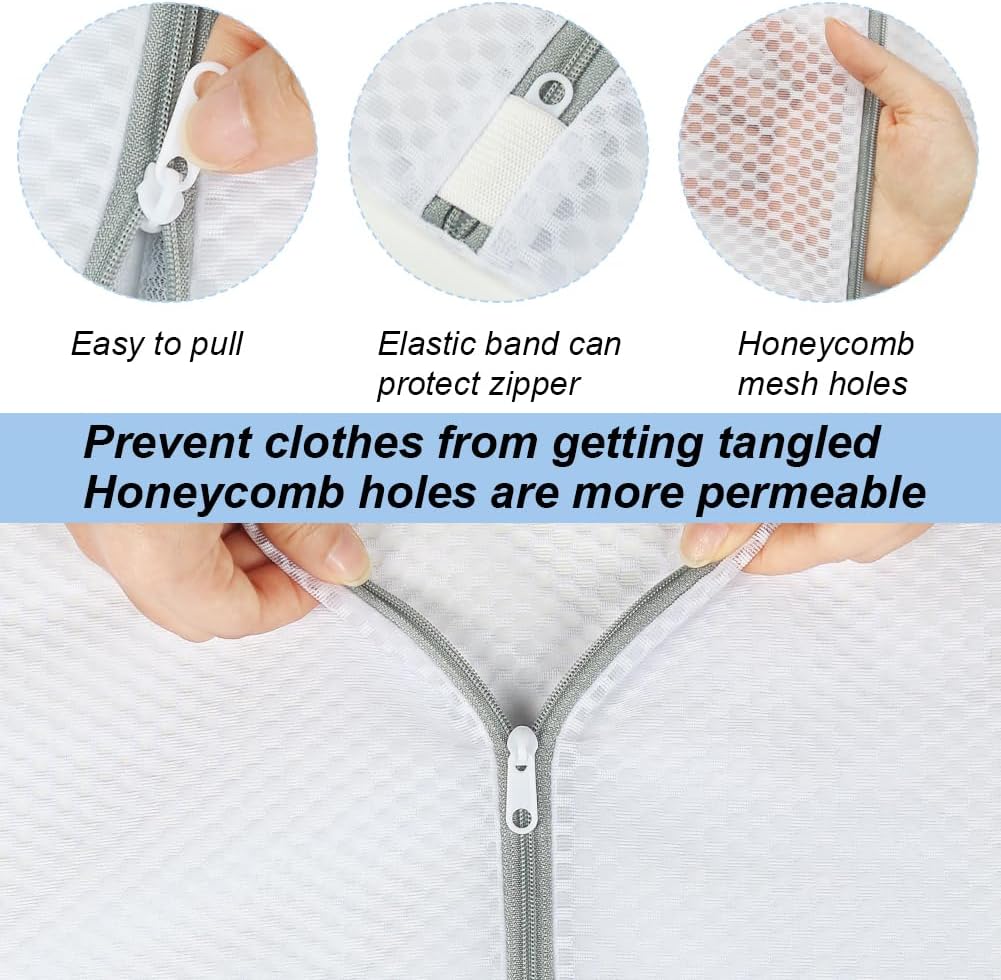 Vivifying Mesh Laundry Bags, 2 Pack XXXL Extra Large Honeycomb Laundry Bags with Zipper for Washing Machine, Coats, Stuffed Toys, Blanket, Sweater, Delicates Clothes