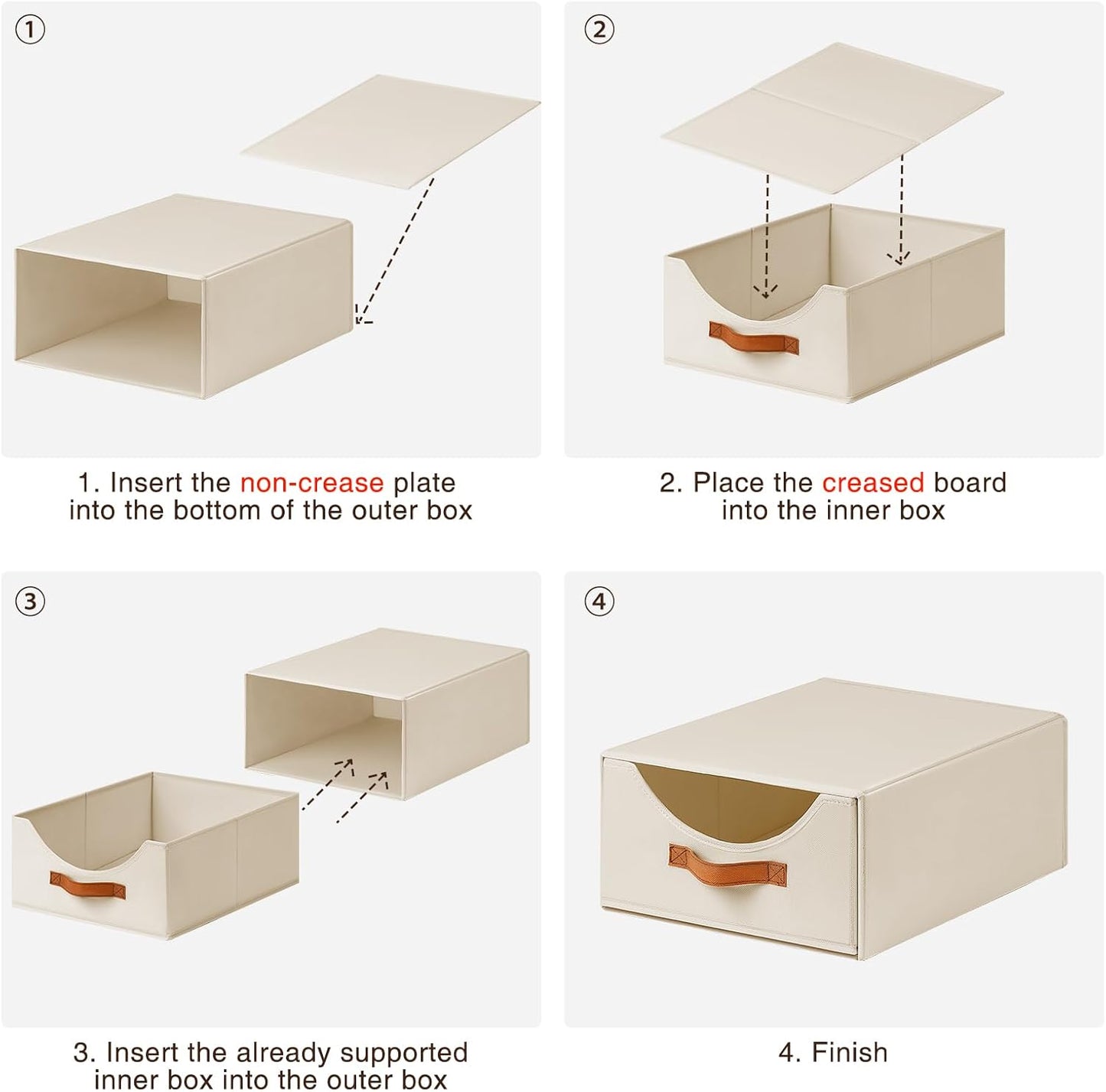 Large Closet Organizers and Storage - Stackable Storage Bins with Drawer, Fabric Containers for Organizing, Collapsible Organizer Bins for Bedroom, 6 Pack, Beige