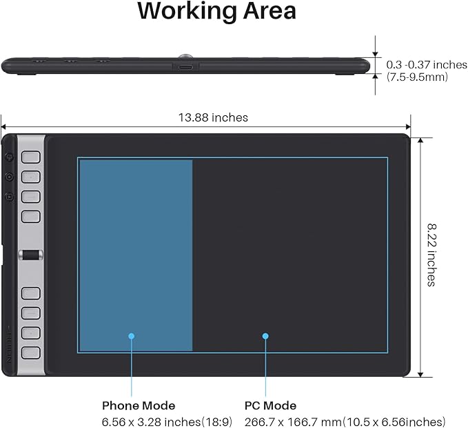 2023 HUION Inspiroy 2 Large Drawing Tablet, 10x6inch Art Tablet with Scroll Wheel 3-Set 8 Customized Keys Battery-Free Stylus, Graphics Tablet for Drawing, Design, Work with Mac, PC & Mobile, Black