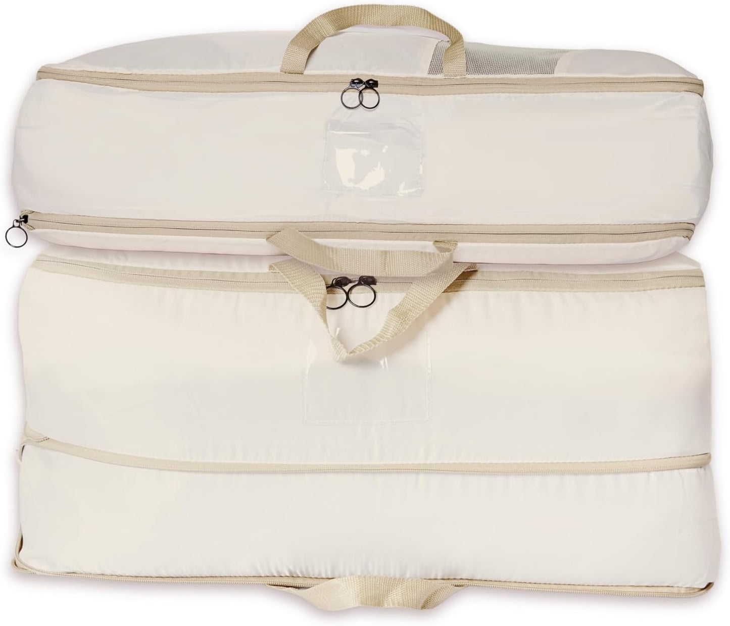 2-pack XXL Comforter Storage Bag - Space Saving Compression Bag for Pillows, Blankets, Bedding -Collapsible Extra Large Mesh Packing Cube - Queen King (2-pack Large Size 28x20x11")