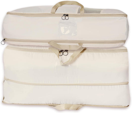 2-pack XXL Comforter Storage Bag - Space Saving Compression Bag for Pillows, Blankets, Bedding -Collapsible Extra Large Mesh Packing Cube - Queen King (2-pack Large Size 28x20x11")