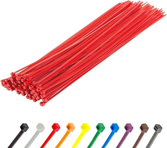 GTSE 14 Inch Red Zip Ties, 100 Pack, 50lb Strength, UV Resistant Long Nylon Cable Ties, Self-Locking 14" Tie Wraps