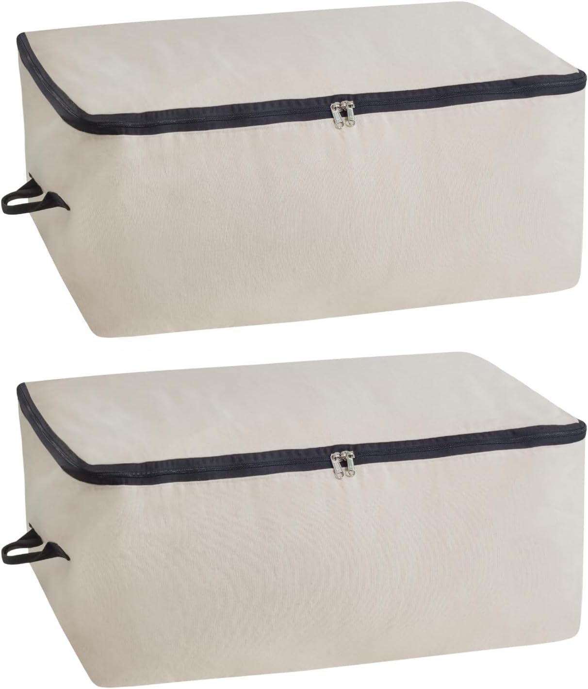 Canvas Storage Bags for Comforters and Blankets - X-Large Zippered Storage Bags for Blankets, Comforters, and Clothes - Easy Storage Under Bed, 100% Cotton, Breathable with Carrying Straps (2 Bags)